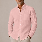  Hommes Chemise en lin Chemise boutonnée Chemise Boutonnée Uni Occasionnel Quotidien Bleu Blanche Noir Rose Claire manche longue Col Rabattu Printemps & Été Été Vêtement Tenue Boutonné
