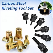 economico set di punte da trapano-Set di utensili per rivetti in acciaio al carbonio, testa per rivetti, kit di rivetti filettati M3, M4, M5, M6, M8, accessorio per rivettatrice manuale per officine di riparazione auto.