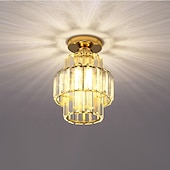 cheap Chandeliers-Modern Crystal Ceiling Light, E27 Crystal Chandelier Ceiling Lamp, Round Lampshade for Hallway, Stairs, Living Room, Bedroom, Kitchen, Bar, Restaurant