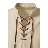  Medievale Rinascimento Camicia Lunghe Pirata Vichingo Costume Per uomo Halloween Carnevale Performance LARP Fiera Rinascimentale Adulti Camicia