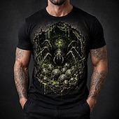  Men's Animal Spider T Shirt Short Sleeve T shirt 3D Print Crew Neck Shirt Dark Casual Daily Street Blue Black Red Summer Spring Clothing Apparel S M L XL 2XL 3XL