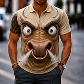 Bărbați Animal Desene 3D Tricouri polo Polo cu fermoar Manșon scurt Răsfrânt Casual / Sport Casual Zilnic Sporturi & Exterior Imprimare 3D Zvelt Material Plasă care Respiră Vară Primăvară Albastru