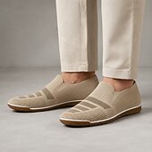 cheap Slip-On Casual Shoes-Men's Knit Slip-On Shoes, Breathable Woven Casual Loafers for Walking, Travel and Everyday Wear