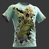 economico T-shirt 3D da Uomo-Per uomo Illusione ottica Zombi 3D Maglietta Manica Corta maglietta Stampa 3D Girocollo Camicia Esagerato Designer Orrore Club Feste Streetwear Blu 1 2 Estate Primavera Tutte le stagioni Abbigliamento