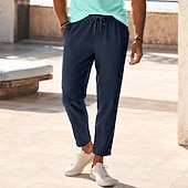  Per uomo Pantaloni di Lino Pantaloni Pantaloni Estivi Coulisse Elastico in vita Gamba Dritta Semplice Comodità Traspirante Lunghezza intera Casuale Quotidiano Ferie Moda Stile Classico Bianco Cachi