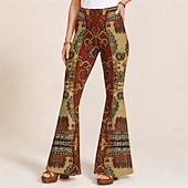 abordables Fondos-Retro Antiguo Hippie Años 70 Longitud Larga Tipo Canguelo Los pantalones de campana Hippie Disco Estampado Ajustado / Acampanado Disfraz Mujer Víspera de Todos los Santos Carnaval Festival de Música