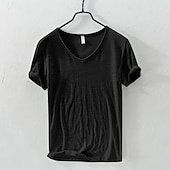  Hombre Camiseta de algodón Camiseta superior Manga Corta Mangas cortas Escote en Pico Verano Todas las Temporadas Plano Moda Design Básico Estilo clásico Básico Casual Vacaciones Calle Azul Piscina