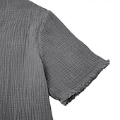 cheap Cotton Linen T-shirts-Men's T Shirt 100% Cotton T-Shirt Short Sleeve V Neck Summer Spring Solid Color Textured Vacation Vintage Sports Raw Edge Casual Home Outdoor Black White Wine Top Tee for Men
