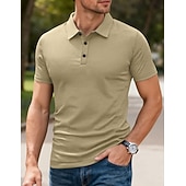 preiswerte Klassisches Poloshirt für Herren-Herren Poloshirts Polohemd aus Eisseide-Seersucker Lässig Straße Revers Kurzarm Basic Modern Einfach Jacquard Leicht Sommer Frühling Blau Weiß Schwarz Khaki Armeegrün Poloshirts