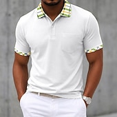 abordables Polo clásico para hombre-Hombre Camiseta de golf Camisetas polo piqué Casual Negocio Clásico Manga Corta Moda Básico Color sólido Plaid Botones Verano Primavera Primavera &amp; Otoño Ajuste regular Blanco Amarillo Azul Marino