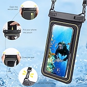preiswerte wasserdichte Handytasche-Universelle, schwimmfähige und wasserdichte Handyhülle, IP68-zertifizierte Unterwasser-Trockentasche mit Trageband für iPhone 17, 16, 15 Pro Max, Samsung S26, S25 Ultra, Pixel – klares Kamerafenster