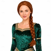 voordelige Pruiken van filmkarakters-Sprookjesachtige Prinses Auburn Zijvlecht Cosplay Halloween Perücke