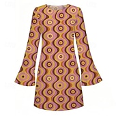abordables Vestidos-Retro Antiguo Años 70 Genial Vestidos Hippie Disco Geométrico Psicodélico Disfraz Mujer Víspera de Todos los Santos Carnaval Vacaciones Festival de Música Festival Adulto Vestido