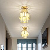 cheap Chandeliers-Modern Crystal Ceiling Light, E27 Crystal Chandelier Ceiling Lamp, Round Lampshade for Hallway, Stairs, Living Room, Bedroom, Kitchen, Bar, Restaurant