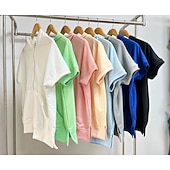  Mulheres Moletons Patchwork Bolsos Quarter Zip Côr Sólida Casual Manga Curta Com Capuz Casual Azul Branco Cinza celeste Preto Rosa Verão Primavera