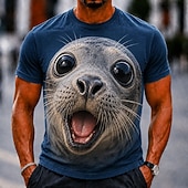  Voor heren dier Vissen T-shirt Korte mouw T-shirt 3D-afdrukken Strakke ronde hals Overhemd Grappig Casual Dagelijks Straat blauw Blozend Roze Groen Zomer Lente Kleding S M L XL 2XL 3XL