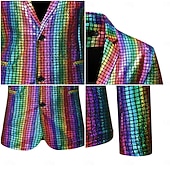 baratos Conjuntos-Conjunto Retro Vintage Discoteca Anos 80 Roupa Manga Comprida Discoteca Metálico Brilhante Fantasia Homens Fantasia de Carnaval Dia Das Bruxas Carnaval Baile de Máscaras Festa Espetáculo Boate Adulto