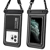 preiswerte wasserdichte Handytasche-Universelle, schwimmfähige und wasserdichte Handyhülle, IP68-zertifizierte Unterwasser-Trockentasche mit Trageband für iPhone 17, 16, 15 Pro Max, Samsung S26, S25 Ultra, Pixel – klares Kamerafenster