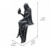 cheap Figurines &amp; Ornaments-Halloween Gothic Raven Shelf Sitter Statue Symbol of Mystery, Wisdom &amp; Dark Elegance Hooded Dark Lady Statue Witch Holding Raven, Decorations Sitting Woman Figurine