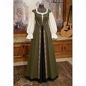 billiga Klänning-Retro / vintage Victoriansk Medeltida kostymer Klänningar Blus / Skjorta Maskerad Lady Viking Främling Plusstorlekar Maskeradkläder Dam Kunglig Halloween Karnival Maskerad Fest Halloween Vuxna Blus