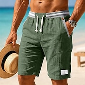 ieftine Vacanţă-Bărbați Pantaloni Scurți Pantaloni scurți din in Pantaloni scurți de vară Pantaloni scurți de plajă Cordon Buzunar Talie elastică Culoare solida Confort Respirabil Peste Genunchi Casual Zilnic Plajă