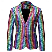 baratos Conjuntos-Conjunto Retro Vintage Discoteca Anos 80 Roupa Manga Comprida Discoteca Metálico Brilhante Fantasia Homens Fantasia de Carnaval Dia Das Bruxas Carnaval Baile de Máscaras Festa Espetáculo Boate Adulto