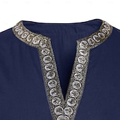 preiswerte Oberteile-Mittelalterlich Renaissance 17. Jahrhundert Hemd Tunika Pirat Krieger Ritter Wikinger Keltischer Ritter Bestickt Stickerei Kostüm Herren Vikinger Fantasie Halloween Maskerade Leistung Maskerade LARP