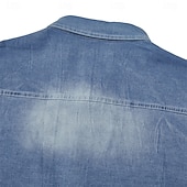 cheap Men's Denim Shirts-Men's Shirt Chambray Shirt Calico Shirt Button Up Shirt Casual Shirt Denim Shirt Denim Blue Black Dark Navy Blue Long Sleeve Plain Collar Daily Vacation Clothing Apparel Cotton Fashion Casual