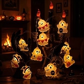 cheap Indoor &amp; Party Lighting-Halloween String Lights, 19.7FT 40 LED Cute Ghost Pumpkin Bat Fairy Lights, USB or AAA Battery Powered Halloween Decorations for Bedroom Living Room Party Indoor Decor