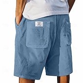 baratos Calções Estilo Casual-Homens Calção Shorts de verão Shorts casuais Shorts de veludo cotelê Com Cordão Bolsos Cintura elástica Tecido Conforto Respirável Curto Ao ar livre Férias Desporto Casual Cáqui Preto
