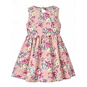 abordables Robes Décontracté-Enfants Fille Robe Graphic Sans Manches Formel Extérieur Soirée Mode Le style mignon Nylon Eté Printemps 4 ans et + 8011A-75 fleur rose riche 8011A-73 autocollant rouge 8011A-74 autocollant bleu