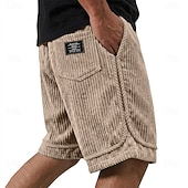 economico Pantaloncini casual-Per uomo Shorts Pantaloncini casual Pantaloncini di velluto a coste Tasca Elastico in vita Semplice Tinta unita Comodità Traspirante Lunghezza al ginocchio Casuale All'aperto Spiaggia Vacanza Moda