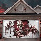  Halloween Garage Door Cover 3D Illusion Skeleton Large Outdoor Halloween Backdrop Decorations House Banner Yard Porch Holiday Party Decor