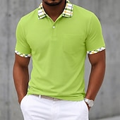 abordables Polo clásico para hombre-Hombre Camiseta de golf Camisetas polo piqué Casual Negocio Clásico Manga Corta Moda Básico Color sólido Plaid Botones Verano Primavera Primavera &amp; Otoño Ajuste regular Blanco Amarillo Azul Marino