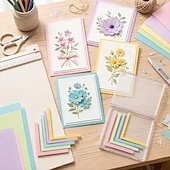 preiswerte Nähen, Stricken und Häkeln-5/7-teiliges Set mit Ausrichtungshilfen aus Papier für die Kartenherstellung, inklusive Aufbewahrungsetui, farbcodierte Werkzeuge mit Größenmarkierungen