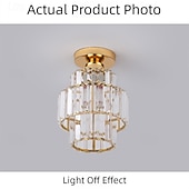 cheap Chandeliers-Modern Crystal Ceiling Light, E27 Crystal Chandelier Ceiling Lamp, Round Lampshade for Hallway, Stairs, Living Room, Bedroom, Kitchen, Bar, Restaurant