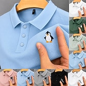  Bărbați 100% Βαμβάκι Polo brodat Casual Afaceri Răsfrânt Manșon scurt De Bază Timp Liber Culoare solidă Texturat Brodat Nasturi Primavara vara Albastru piscină Alb Negru Roz Îmbujorat Trifoi 100