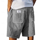 baratos Calções Estilo Casual-Homens Calção Shorts de verão Shorts casuais Shorts de veludo cotelê Com Cordão Bolsos Cintura elástica Tecido Conforto Respirável Curto Ao ar livre Férias Desporto Casual Cáqui Preto