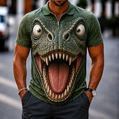  Bărbați Animal Desene 3D Tricouri polo Polo cu fermoar Manșon scurt Răsfrânt Casual / Sport Casual Zilnic Sporturi & Exterior Imprimare 3D Zvelt Material Plasă care Respiră Vară Primăvară Albastru