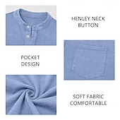 baratos Camiseta Henley Casual-Homens Camisa Henley Camisa 100% algodão com lavagem ácida Camiseta Manga Longa Vintage Retro Vintage Casual Estilo vintage Lavado Henley Casual Primavera Outono Todas as Estações Castanho Escuro
