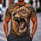  Men's Animal Lion T Shirt Short Sleeve T shirt 3D Print Crew Neck Shirt Funny Casual Daily Street Brown Brown 2 Brown 4 Summer Spring Clothing Apparel S M L XL 2XL 3XL