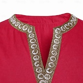 preiswerte Oberteile-Mittelalterlich Renaissance 17. Jahrhundert Hemd Tunika Pirat Krieger Ritter Wikinger Keltischer Ritter Bestickt Stickerei Kostüm Herren Vikinger Fantasie Halloween Maskerade Leistung Maskerade LARP