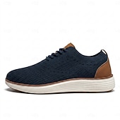ieftine Pantofi casual cu șireturi-Pantofi sport casual business pentru bărbați, respirabili, tricotați, cu șireturi, ușori și confortabili, pentru birou, călătorii, plimbări zilnice, ținute smart casual și weekend