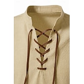  Medievale Rinascimento Camicia Lunghe Pirata Vichingo Costume Per uomo Halloween Carnevale Performance LARP Fiera Rinascimentale Adulti Camicia