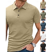preiswerte Klassisches Poloshirt für Herren-Herren Poloshirts Polohemd aus Eisseide-Seersucker Lässig Straße Revers Kurzarm Basic Modern Einfach Jacquard Leicht Sommer Frühling Blau Weiß Schwarz Khaki Armeegrün Poloshirts