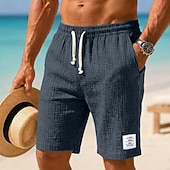 economico Vacanza-Per uomo Shorts Pantaloncini Estivi Shorts da Spiaggia Pantaloncini casual Coulisse Elastico in vita Tinta unica Testurizzato Comodità Traspirante Corto Casuale Quotidiano All'aperto Moda Retr
