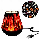 voordelige Binnenshuis- en feestverlichting-Halloween-kerstprojectorlamp met realistisch vlammenpatroon, dynamische pompoen-, spook-, sneeuwvlok- en kerstmanprojectielamp, USB 5V-voeding, feestelijk nachtlampje voor slaapkamer en woonkamer.