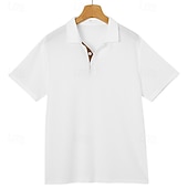 cheap Men's Classic Polo-Men's Polo Cooling Ice Silk Seersucker Polo Shirts Casual Business Ribbed Polo Collar Short Sleeve Fashion Basic Solid Color Buttons Summer Spring &amp;  Fall Regular Fit White Black Navy Blue Light Blue