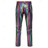 baratos Conjuntos-Conjunto Retro Vintage Discoteca Anos 80 Roupa Manga Comprida Discoteca Metálico Brilhante Fantasia Homens Fantasia de Carnaval Dia Das Bruxas Carnaval Baile de Máscaras Festa Espetáculo Boate Adulto