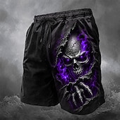 economico Pantaloni di Halloween-Costumi uomo Halloween teschi costume da bagno pantaloni corti pantaloni da mare vita media scuri casual esterni tasche laterali fodera in rete vita elastica con coulisse abbigliamento designer
